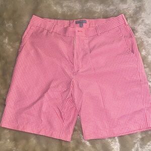 Peter Millar Pink Windowpane Flat-Front Shorts